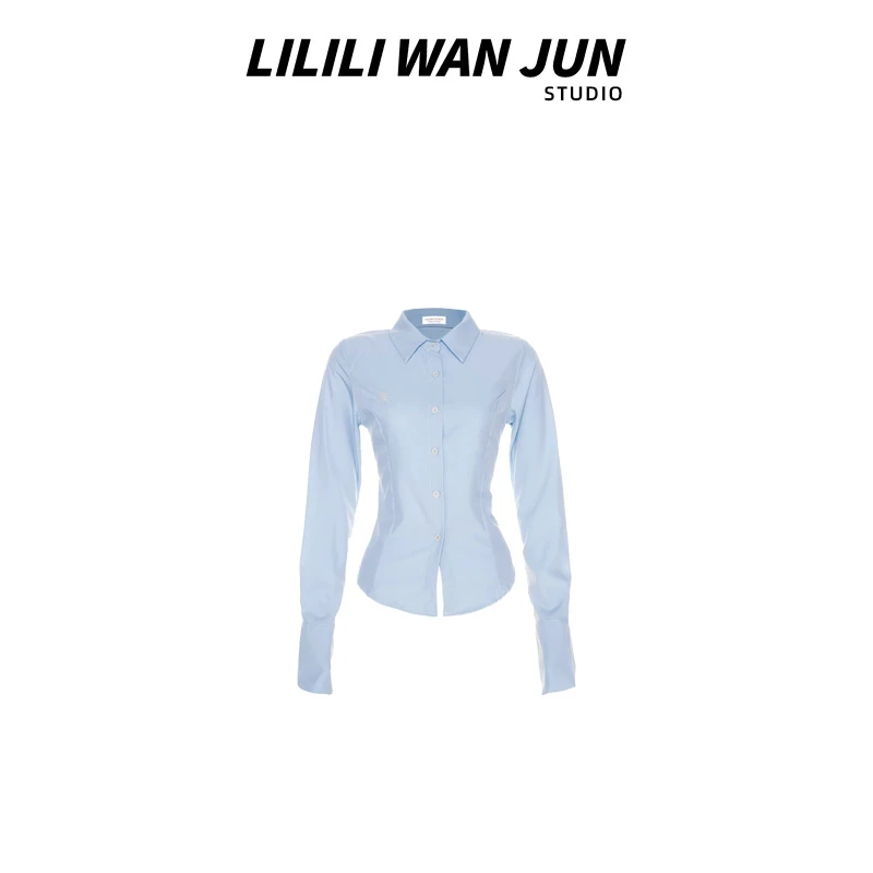 【婉君】秋季学院风长袖修身休闲显瘦时尚衬衫LWJ24C3T1446