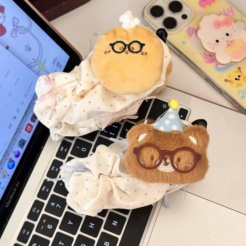 可爱小熊波点香蕉扭扭夹女高级后脑勺发夹半扎发马尾竖夹头饰PPY