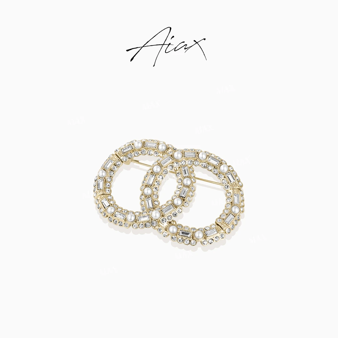 铜合金合成锆石胸针 百搭时尚经典精致金色胸针TSF8136