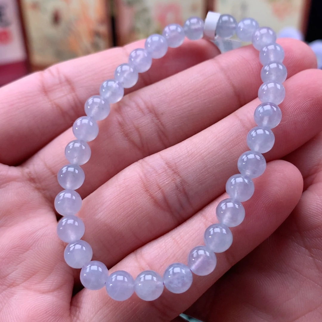 翡翠未镶嵌手链冰紫卡6