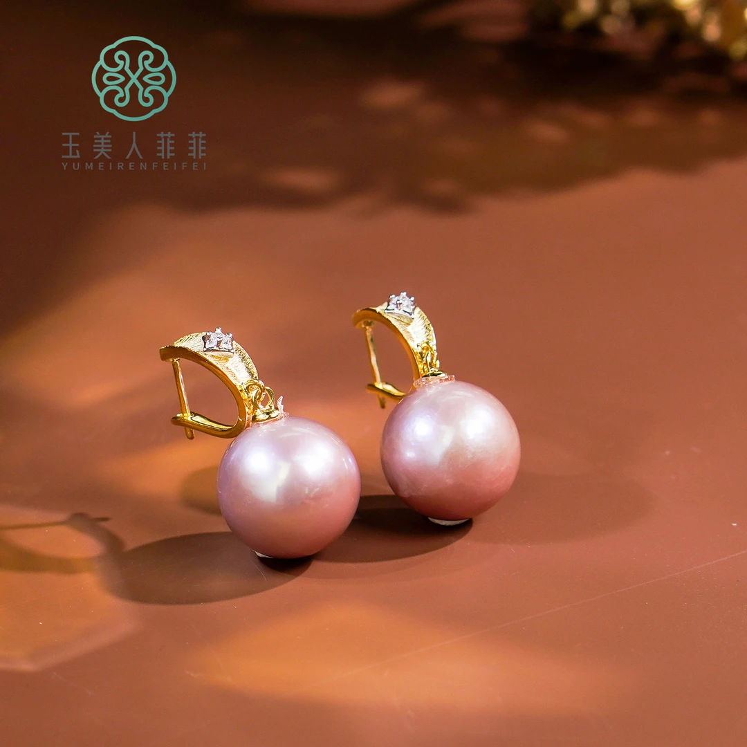 玉美人菲菲#S925珍珠耳坠约13mm