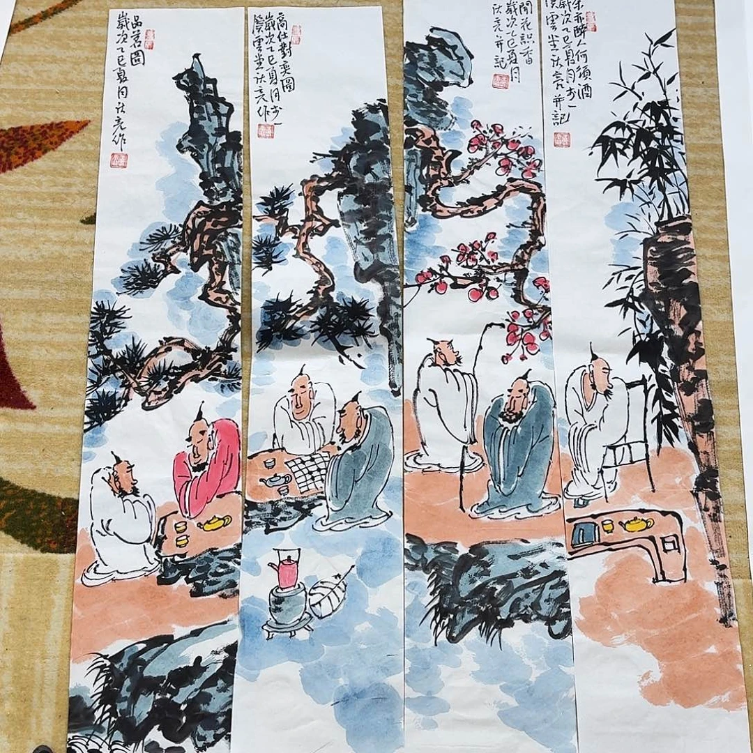 郭***生国画100.16手绘作品四张