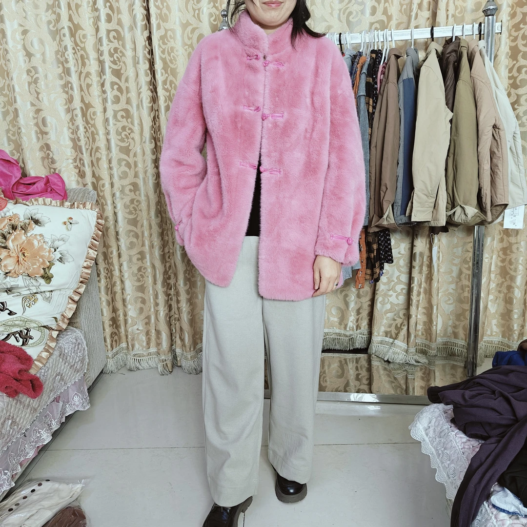 冬装水貂绒外套中长款皮毛一体大衣2024新款