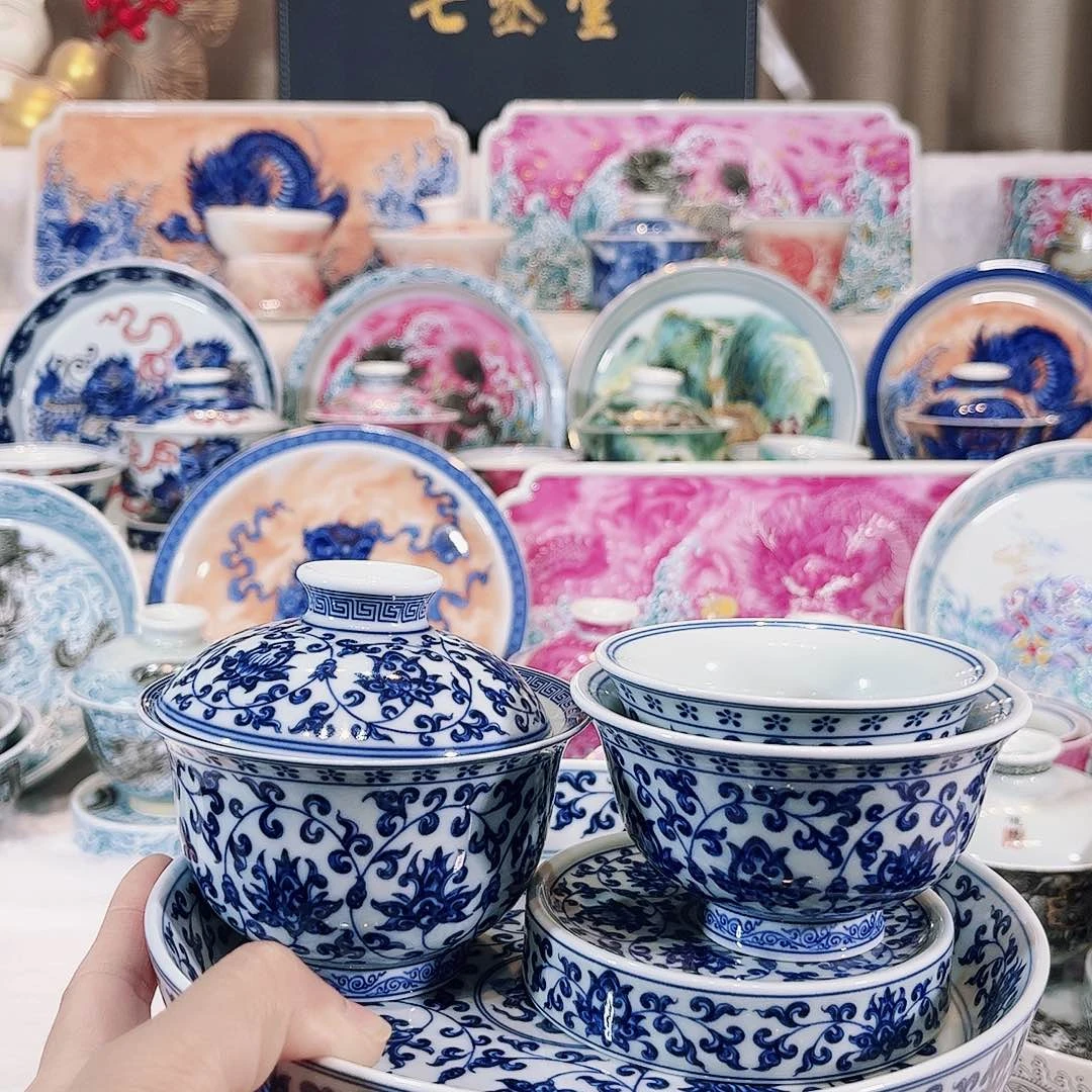 青花缠枝莲5件套包邮