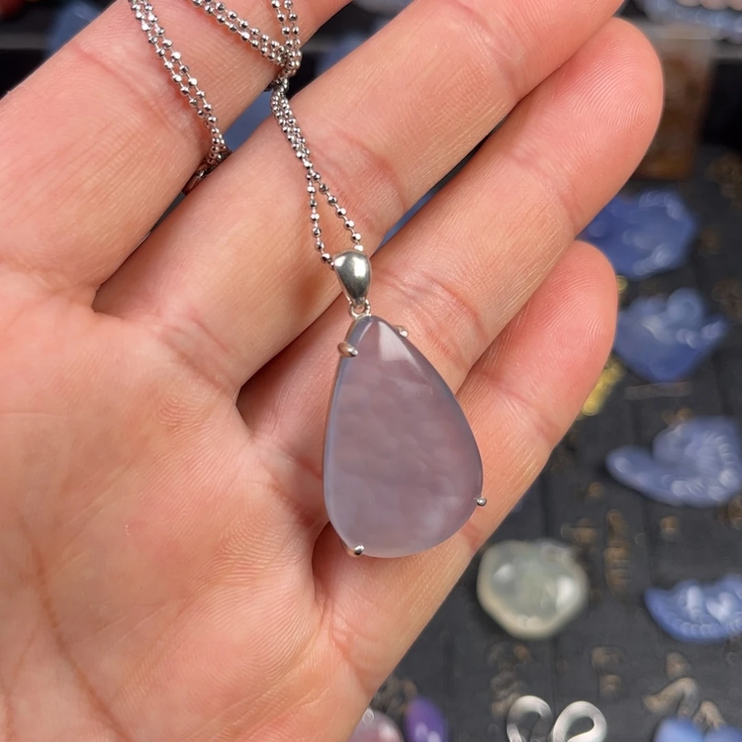 玛瑙/玉髓银S925镶嵌颈饰水滴