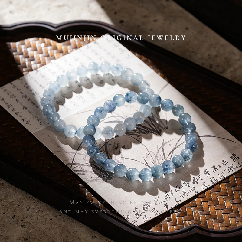 【木槿槿】天然蓝兔毛水晶手串女款时尚饰品百搭单圈手链多样性发一