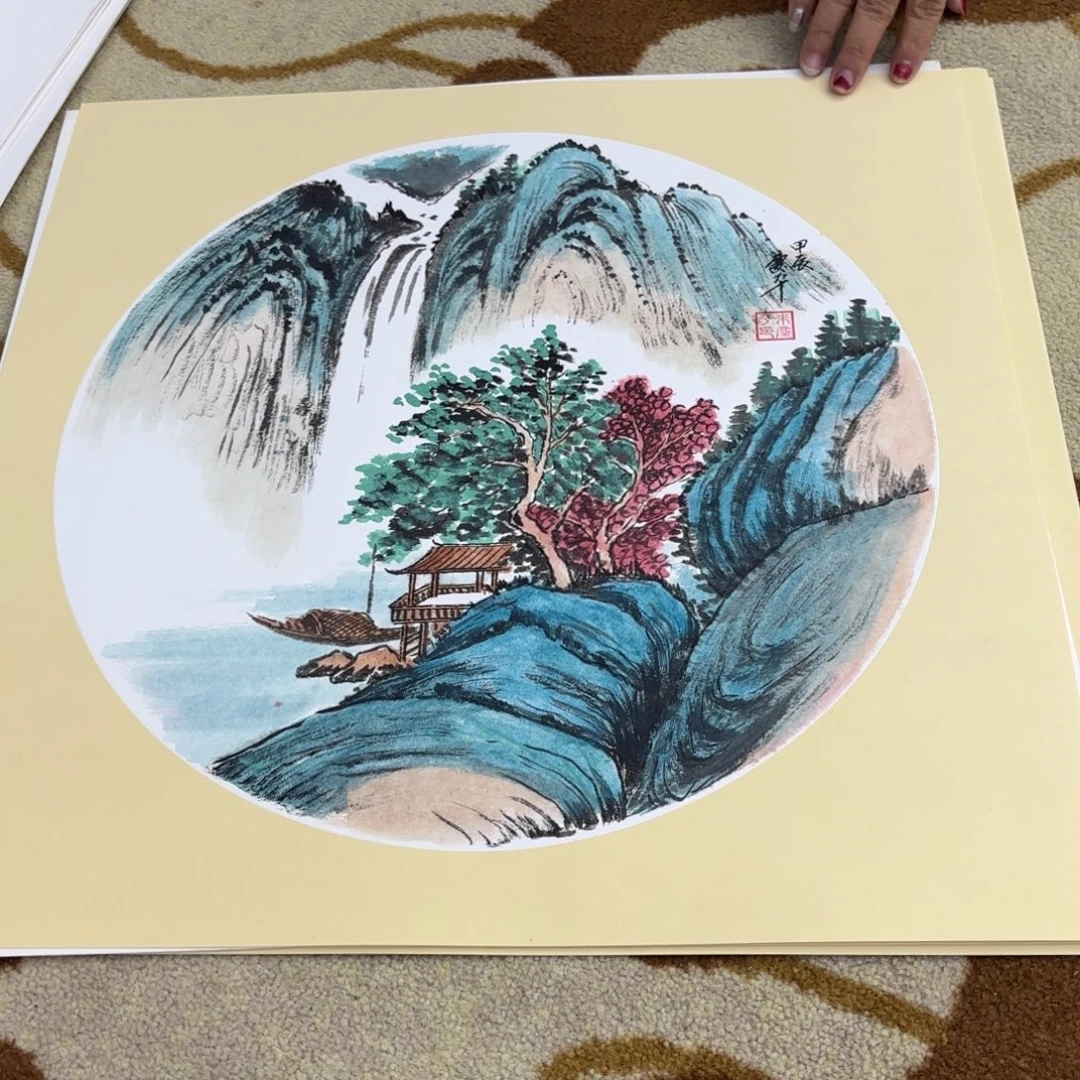 国画朱庆平斗方作品童