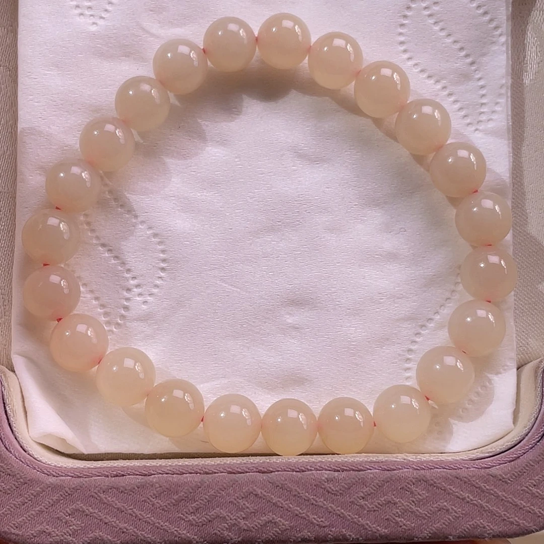 未镶嵌手串和田玉藕粉粉糯油润手串8mm