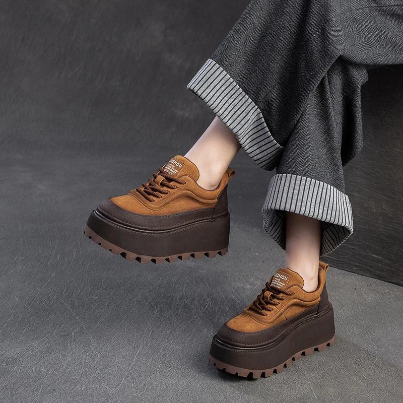 2025春季新款小个子增高复古单鞋休闲百搭英伦风韩版厚底低帮女鞋