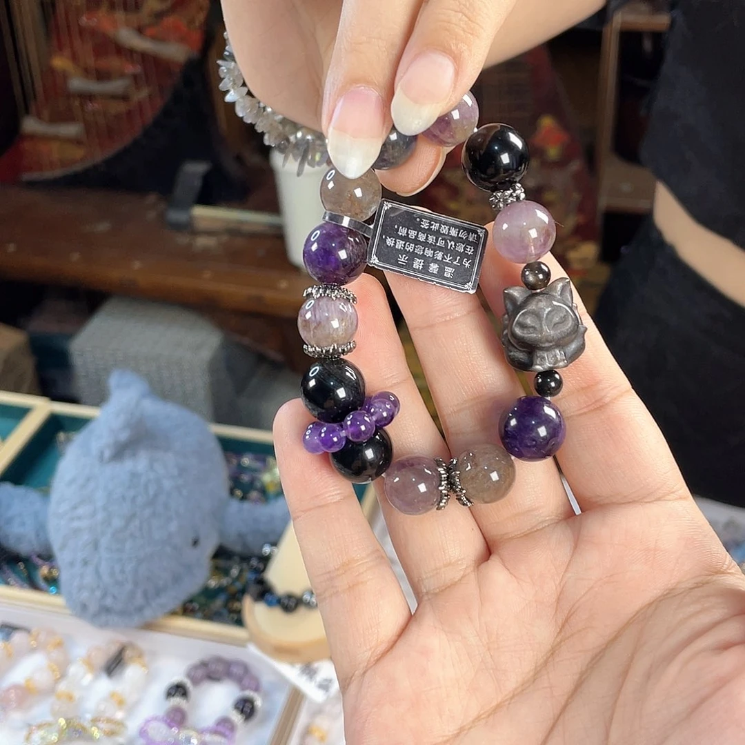 水晶手链银S925镀金镶嵌