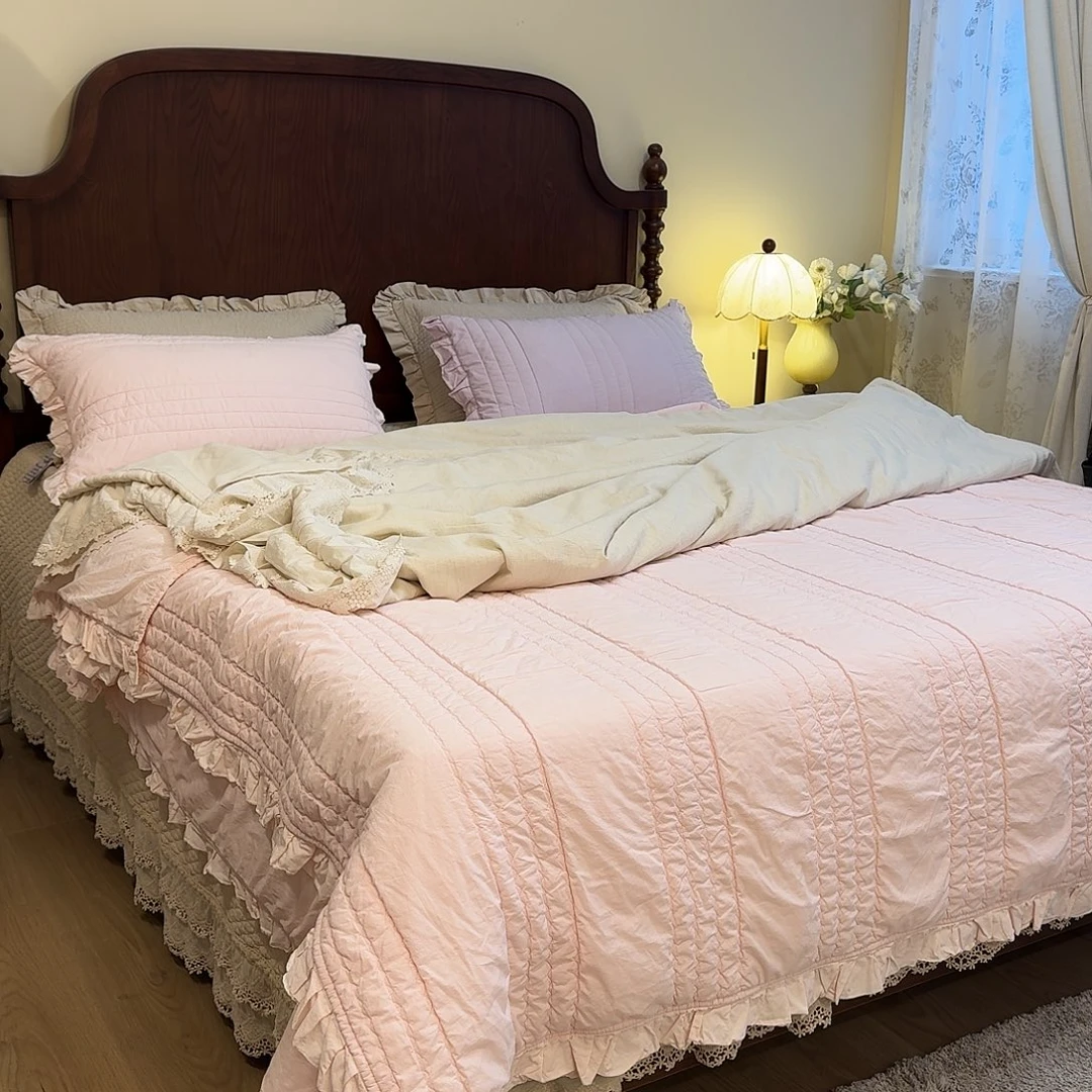 棉安妮粉色加大四件套