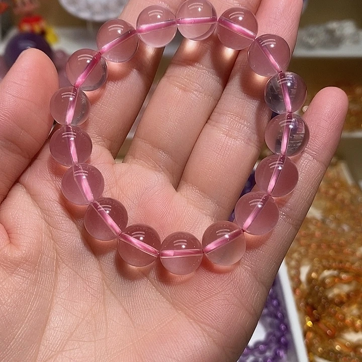 手链未镶嵌水晶天然粉水晶手链