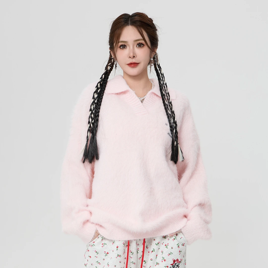 美式复古套头毛衣AD141K8888