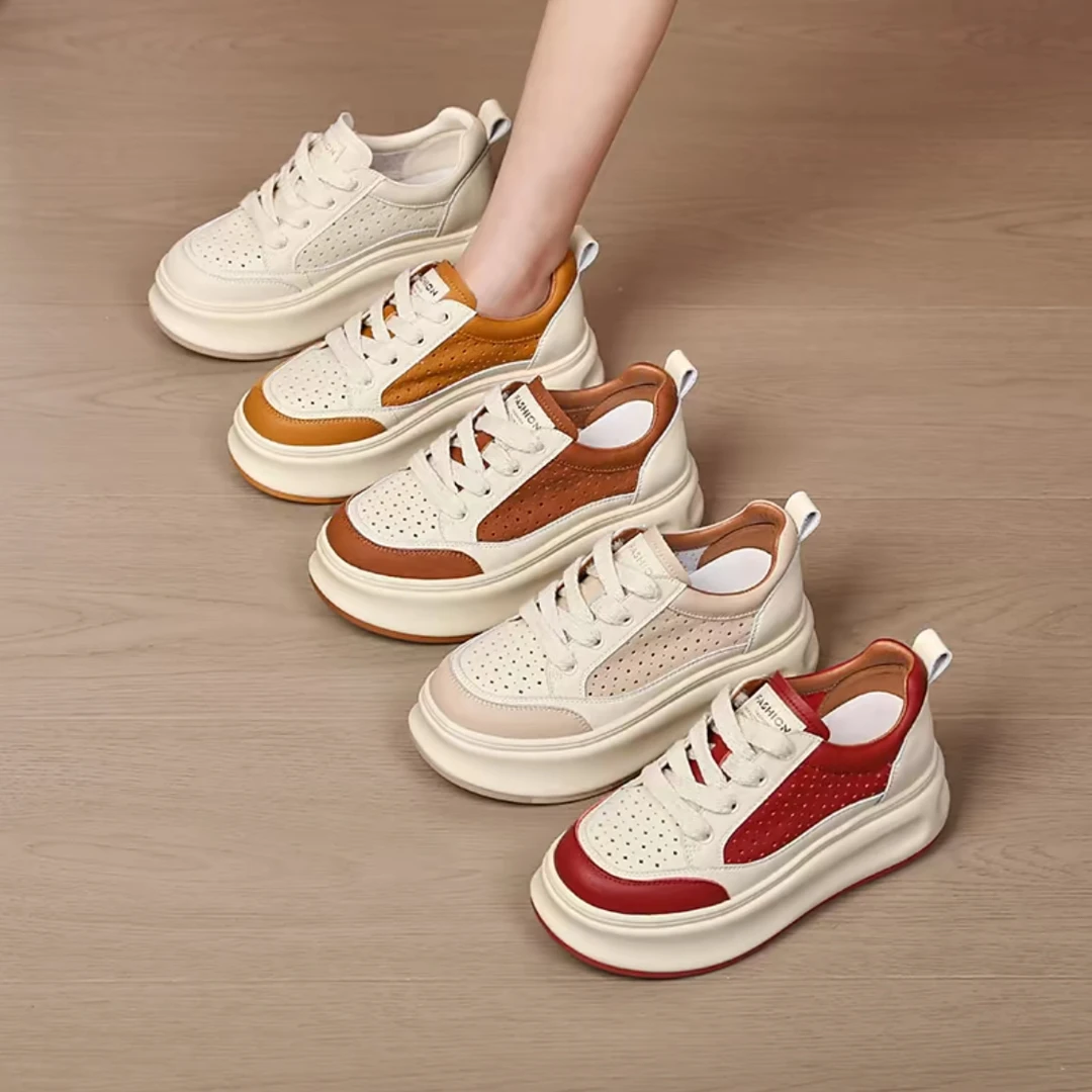 真皮女鞋厚底增高松糕休闲运动鞋圆头舒适百搭夏款25117