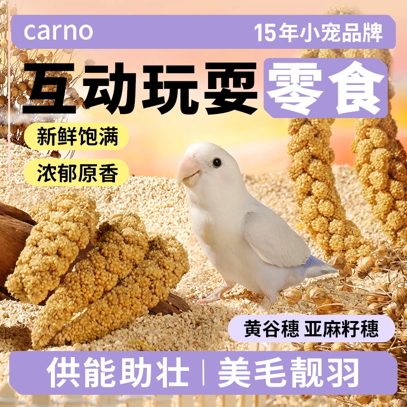 鹦鹉零食互动玩具卡诺黄谷穗亚麻籽穗磨喙天然奖励适口好互动用品