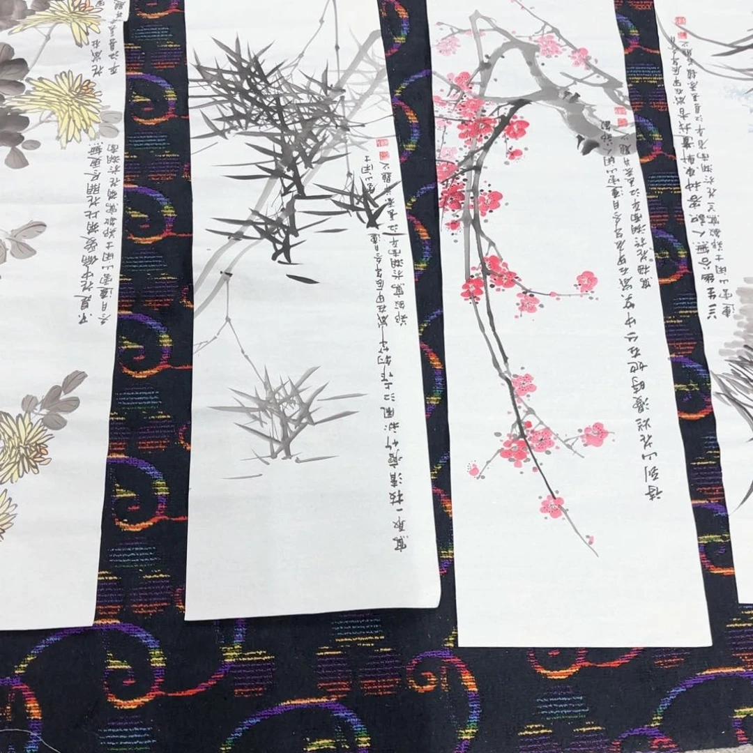 国画z****g郑敏 四条屏花鸟