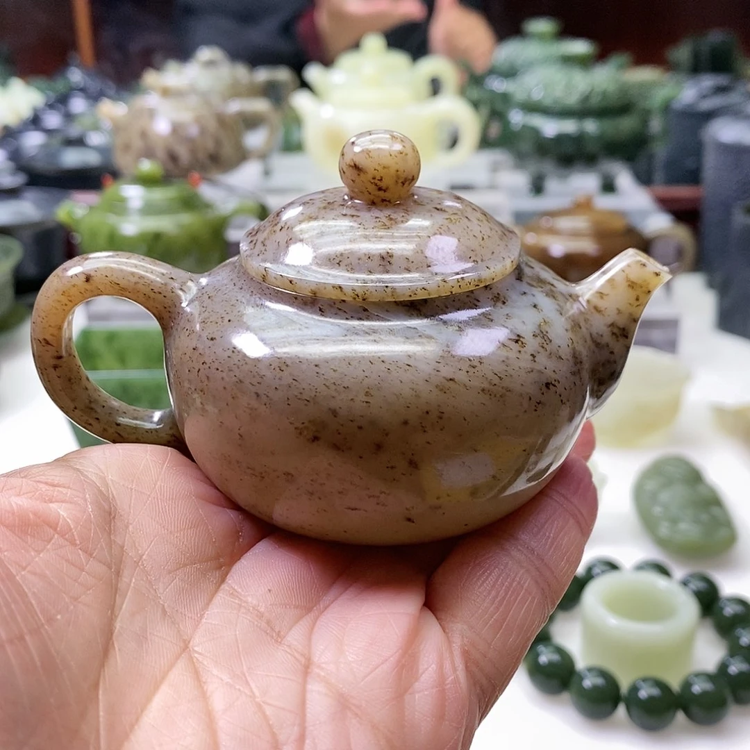 和田玉茶壶（微瑕）未镶嵌95ml