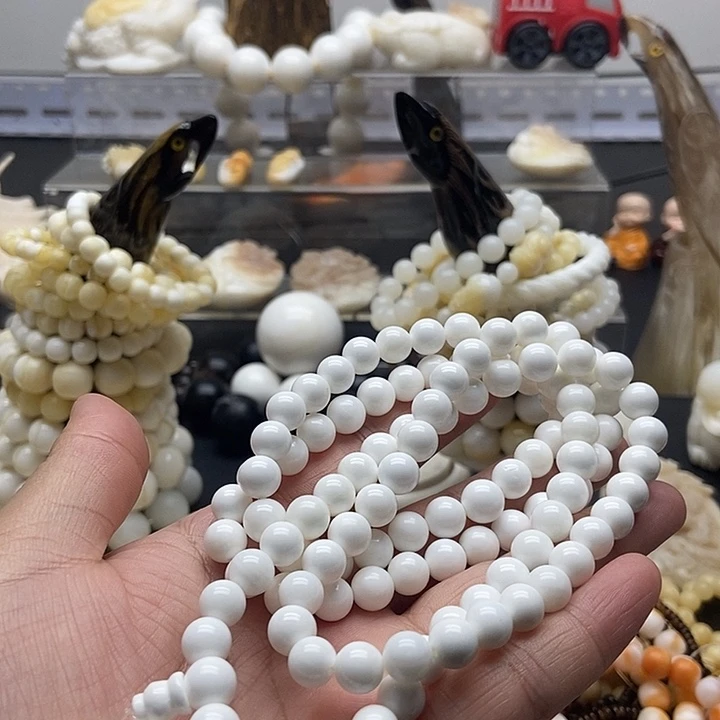非金属贝壳沐贝轩工艺品全白通货0.8多圈