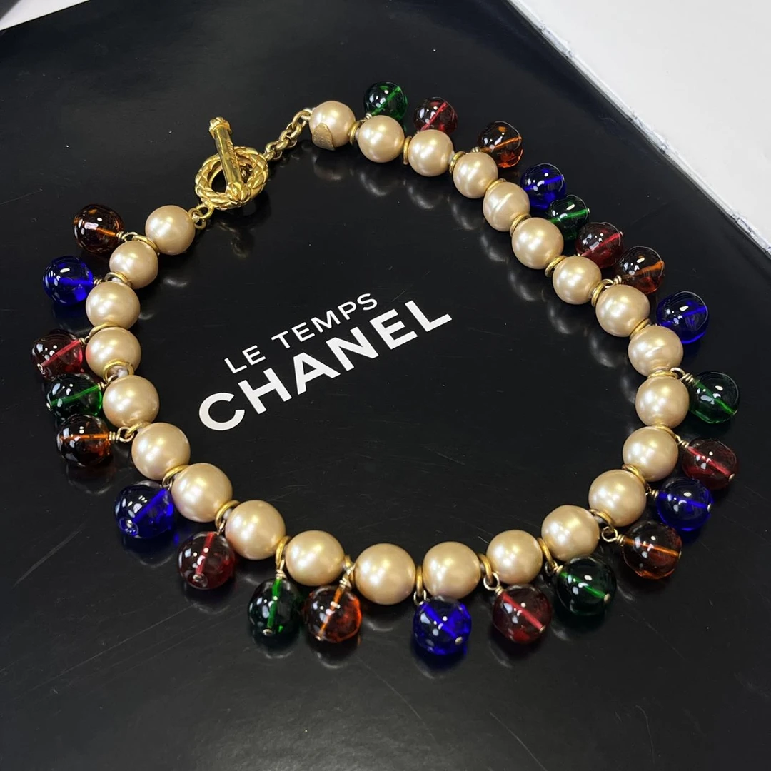 Chanel中古琉璃珍珠项链