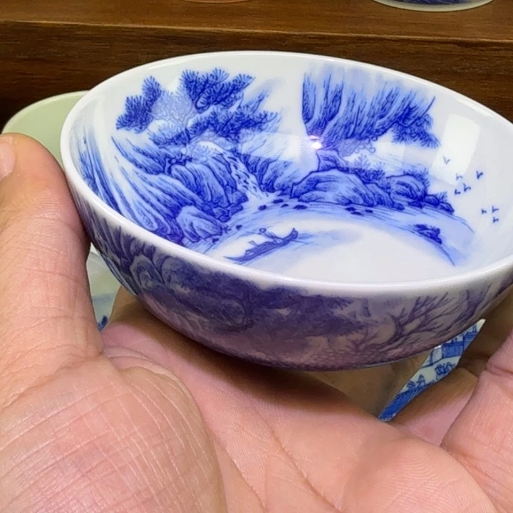 陶摆件手工手绘山水普洱