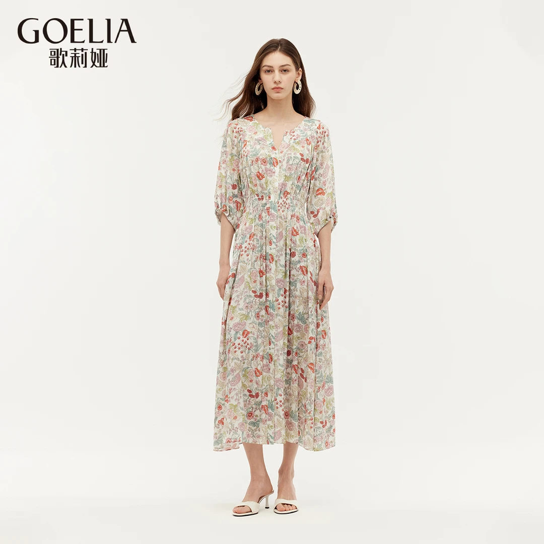 歌莉娅 春季新品桑蚕丝印花连衣裙  1E3L4K430