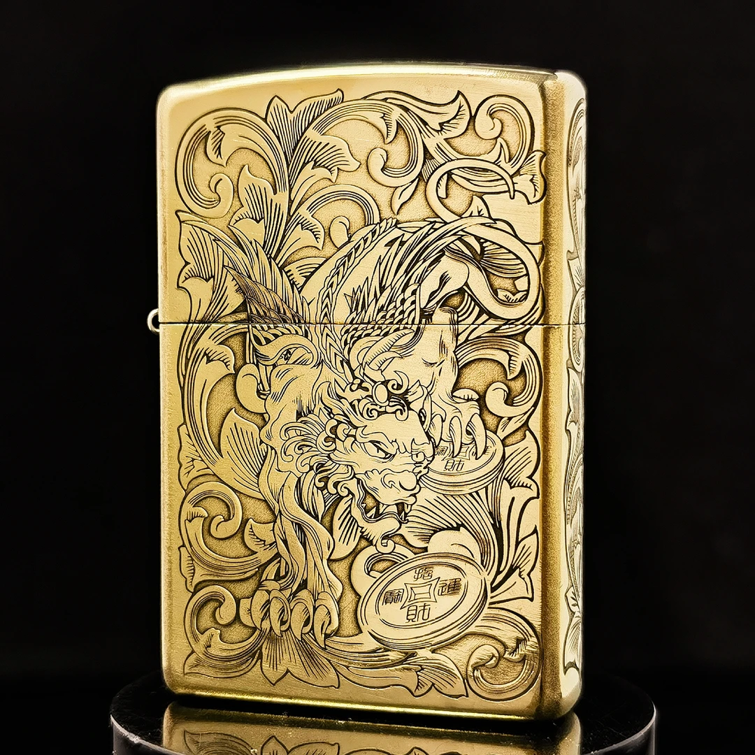 ZIPPO打火机正品205常规雕刻【五面雕刻财色双收】【鹰皇】DYJ1
