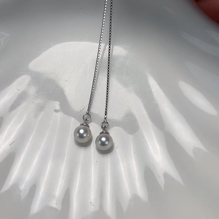 淡水珍珠耳饰银S925镶嵌金****馆