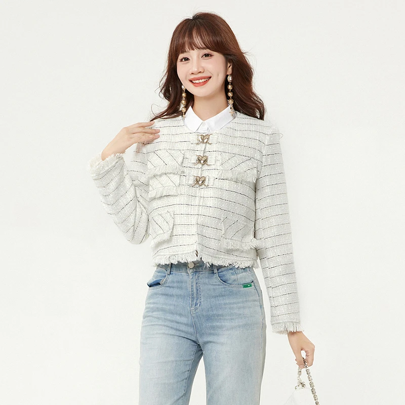 含白鹅绒毛边长袖羽绒服女44XG1R0020