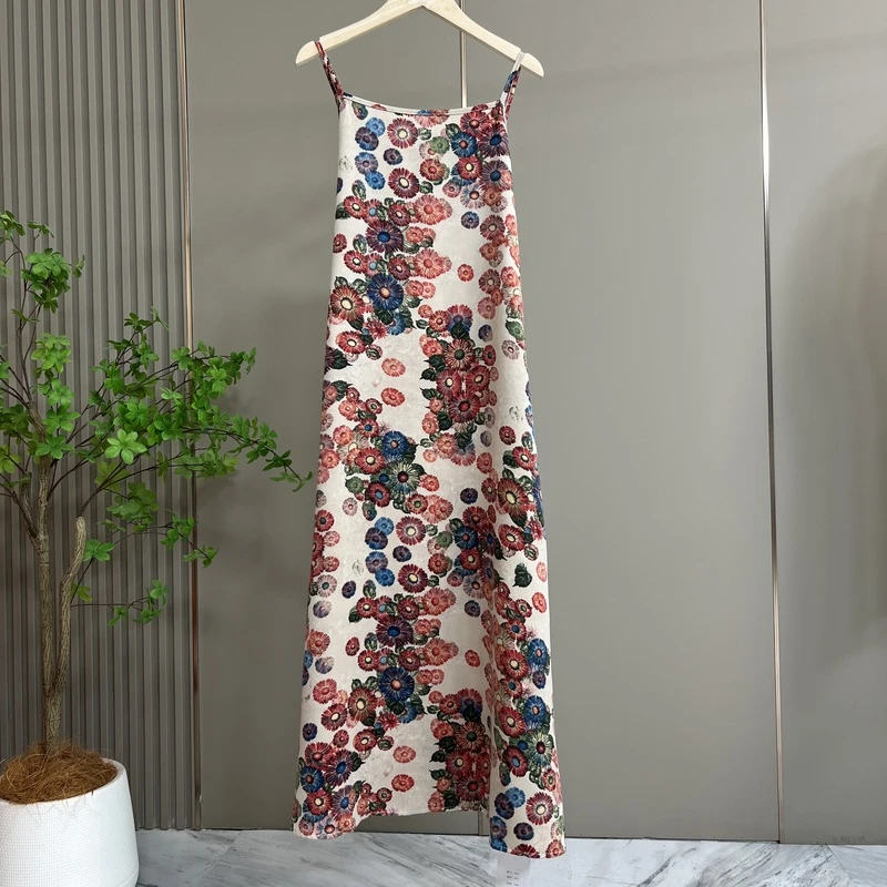 3047/小雏菊印花时尚夏季气质百搭长款吊带女装宽松女装连衣裙