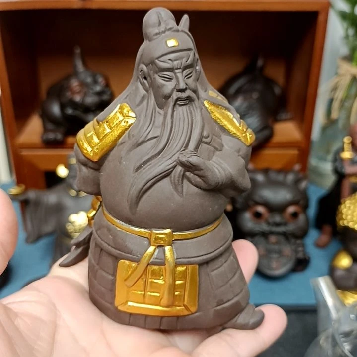 茶宠紫砂关公茶宠摆件