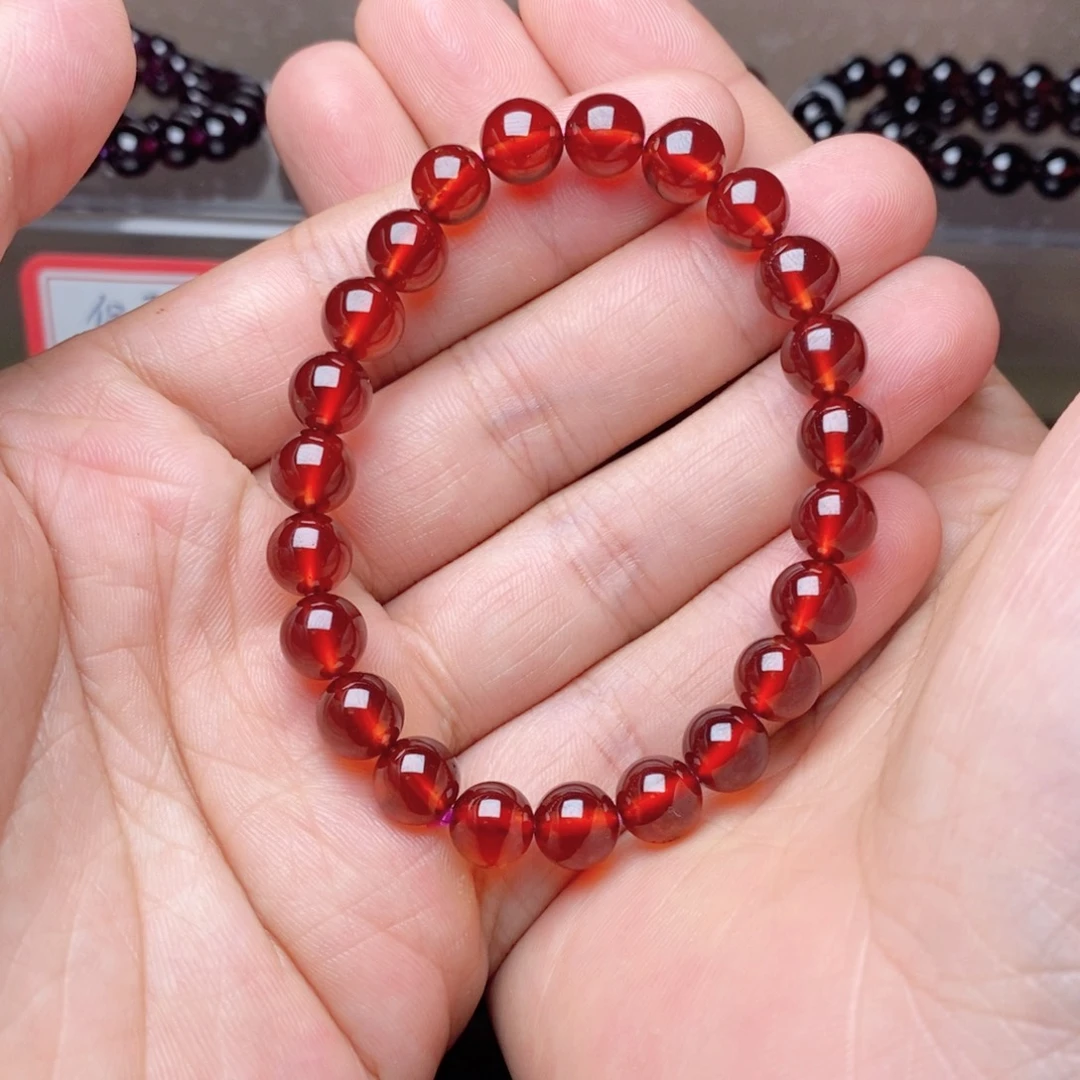 未镶嵌手链石榴石卡8毕业级橙红