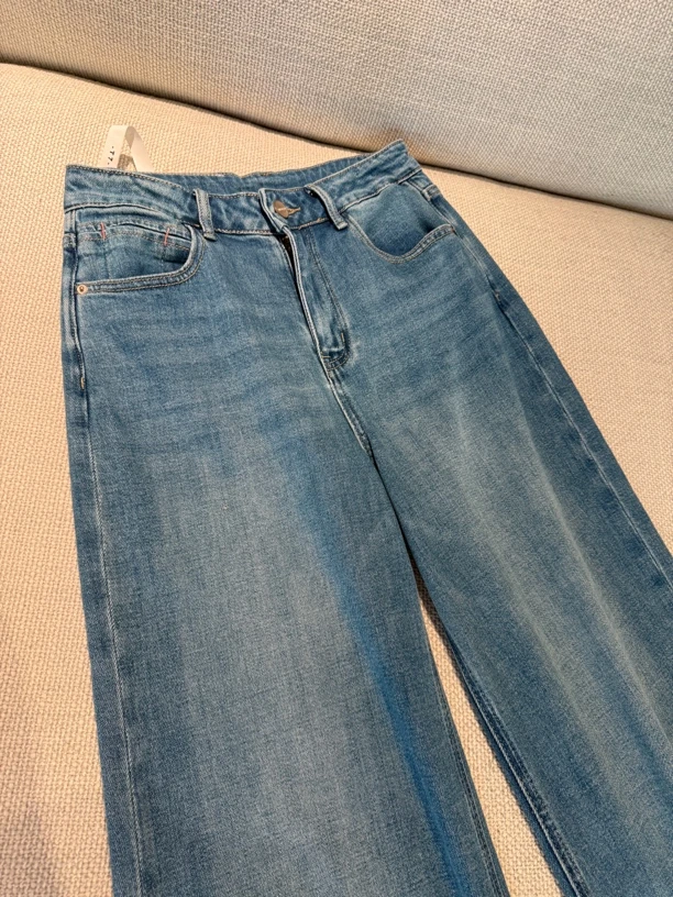四面弹！新款蓝色阔腿牛仔裤