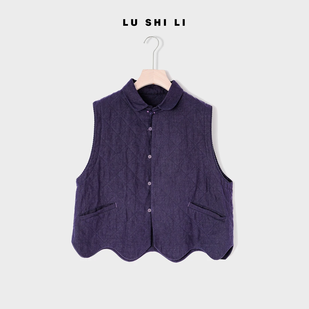 大宁女装【木槿】100%亚麻复古国风休闲时尚女士秋冬马夹94018秋冬