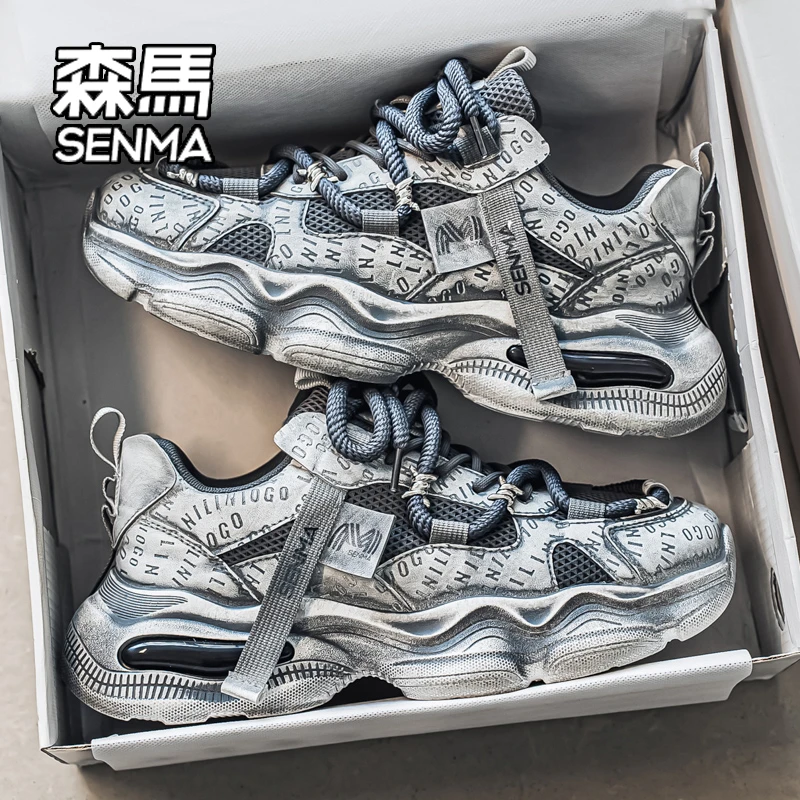 SENMA/森马男鞋秋季透气网面厚底老爹鞋复古潮流百搭休闲运动潮鞋