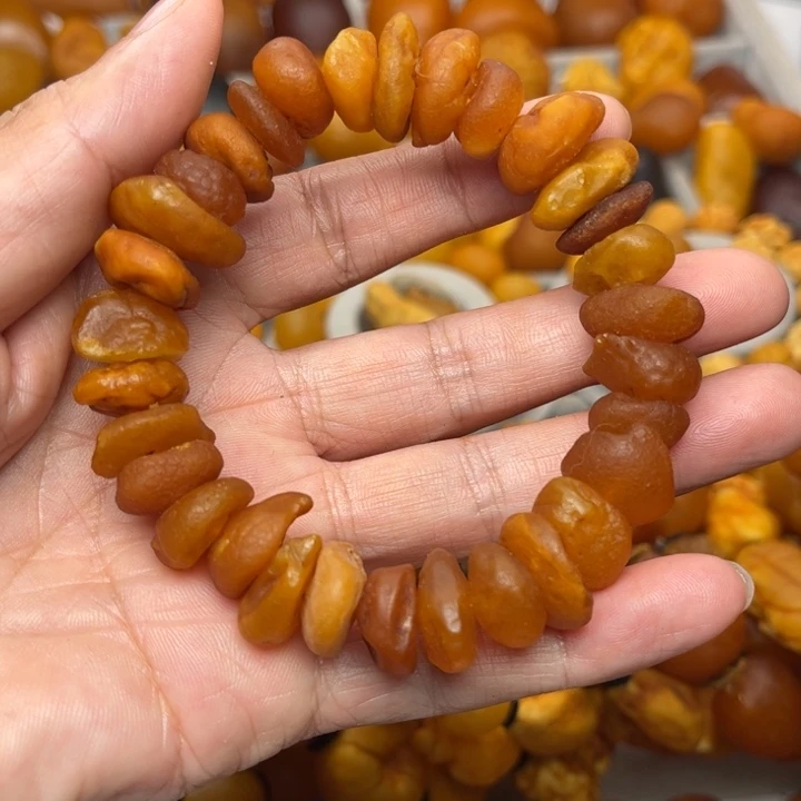 琥珀未镶嵌裸石天然蜜蜡手串