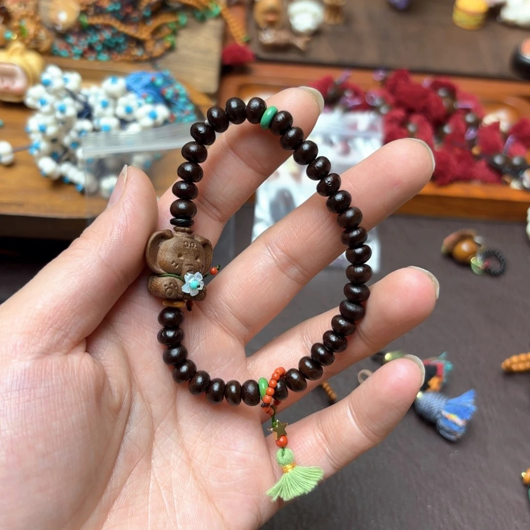 紫金钵盂菩提吊坠成品的手链