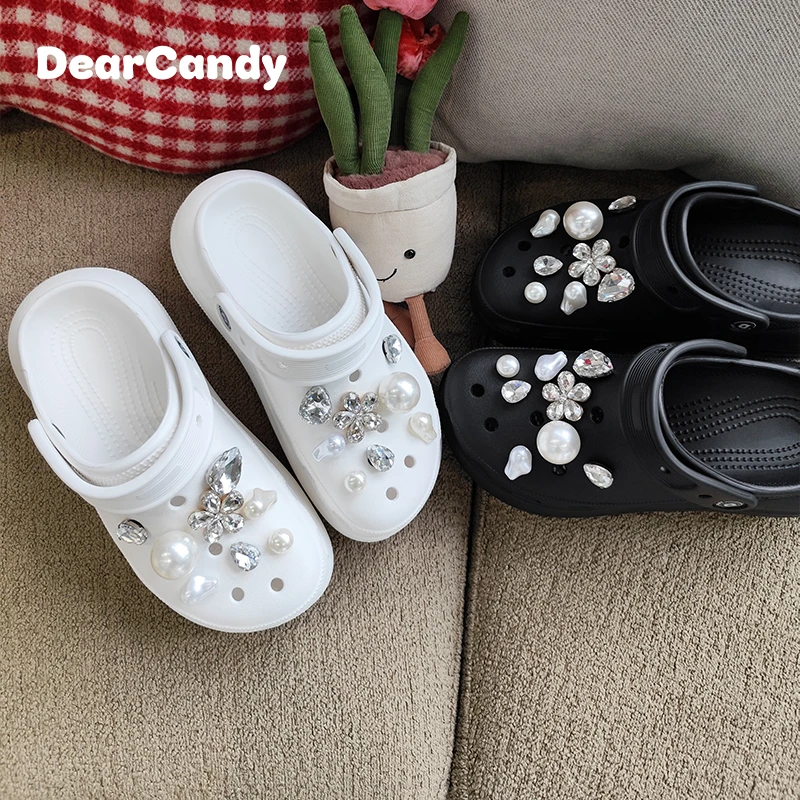 DearCandy厚底增高休闲潮流舒适亮钻鞋花洞洞鞋女鞋250308