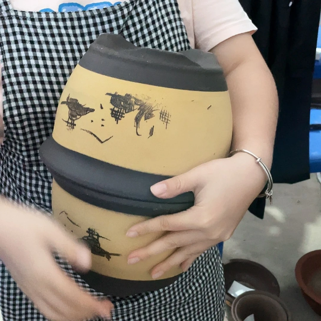 宜兴紫砂花盆25+25 黄色