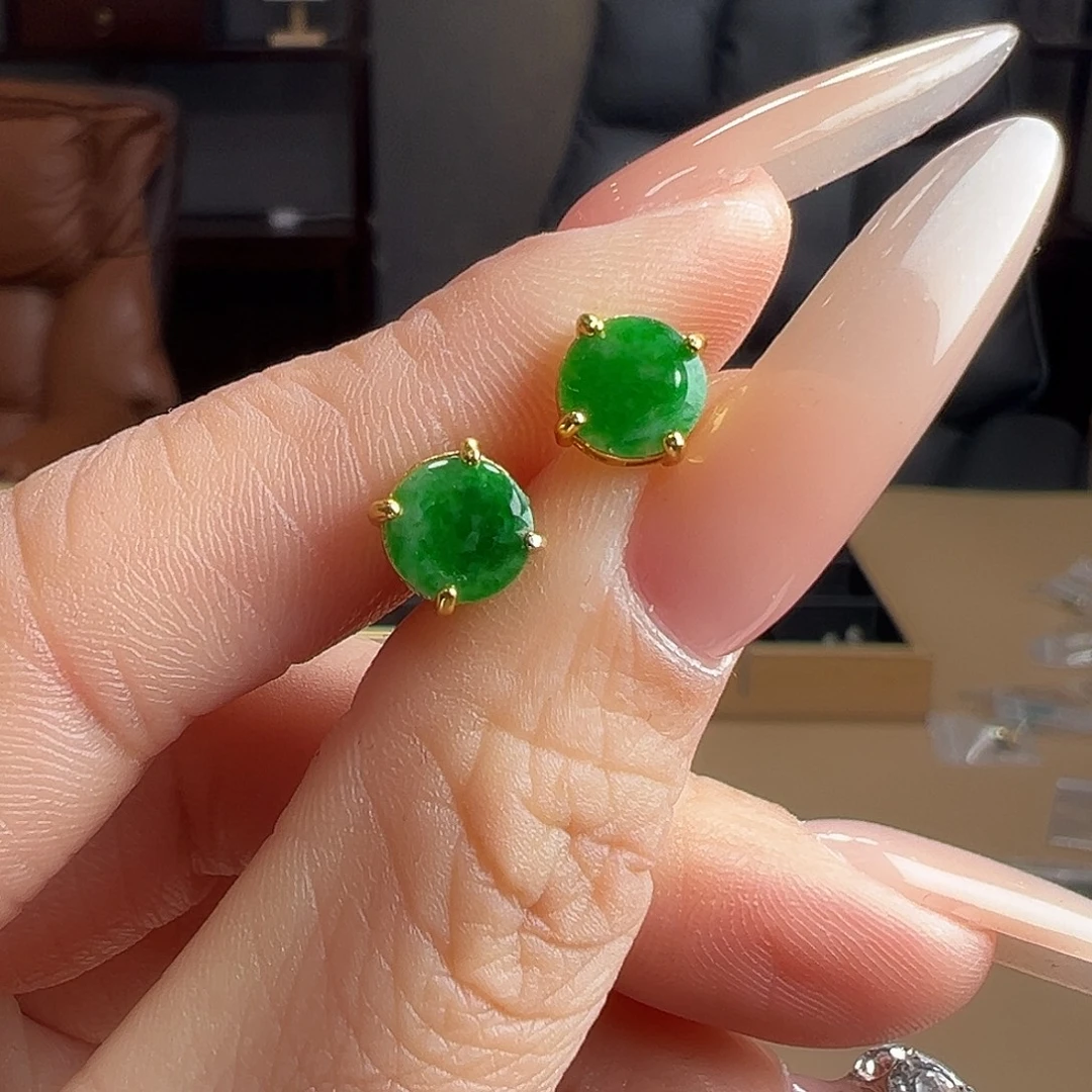 翡翠银S925镶嵌耳饰耳环51