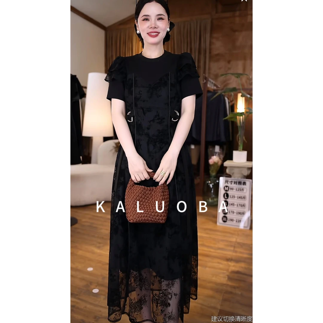 【原创大码设计师款】2024新款气质时尚收腰设计显瘦连衣裙4540