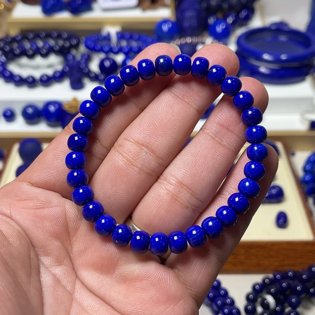 赛***生青金石未镶嵌精品老型7mm手串