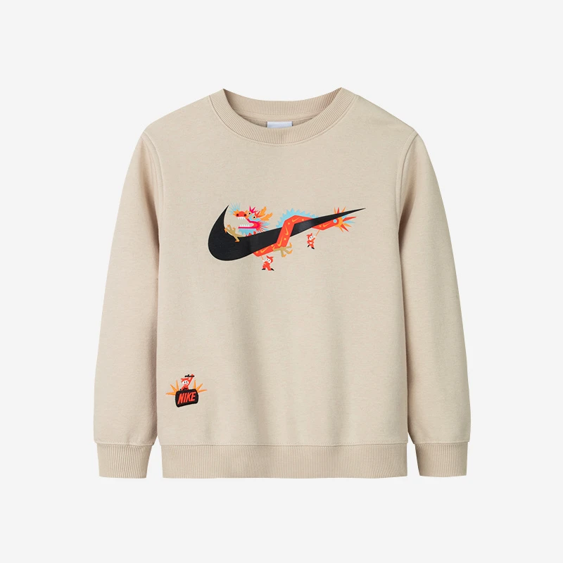 Nike耐克商场同款男女童装长袖印花圆领加绒卫衣NKN-FW-M088