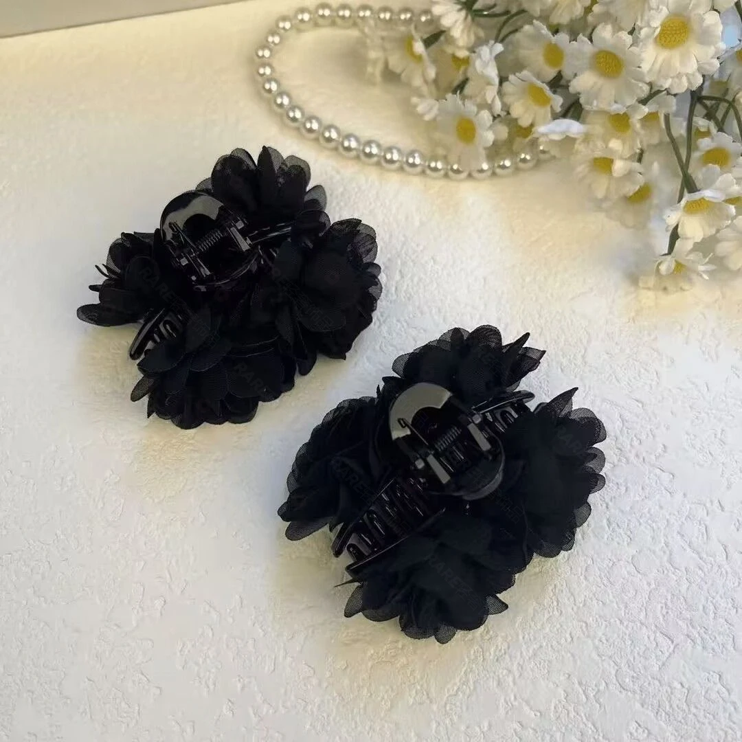 玫瑰花繁花似锦夹盘发头花刘海侧边Cm法式慵懒感半扎发卡时尚头饰