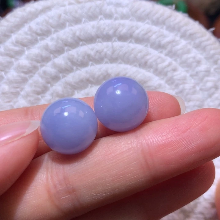 翡翠散珠浓紫珠一对