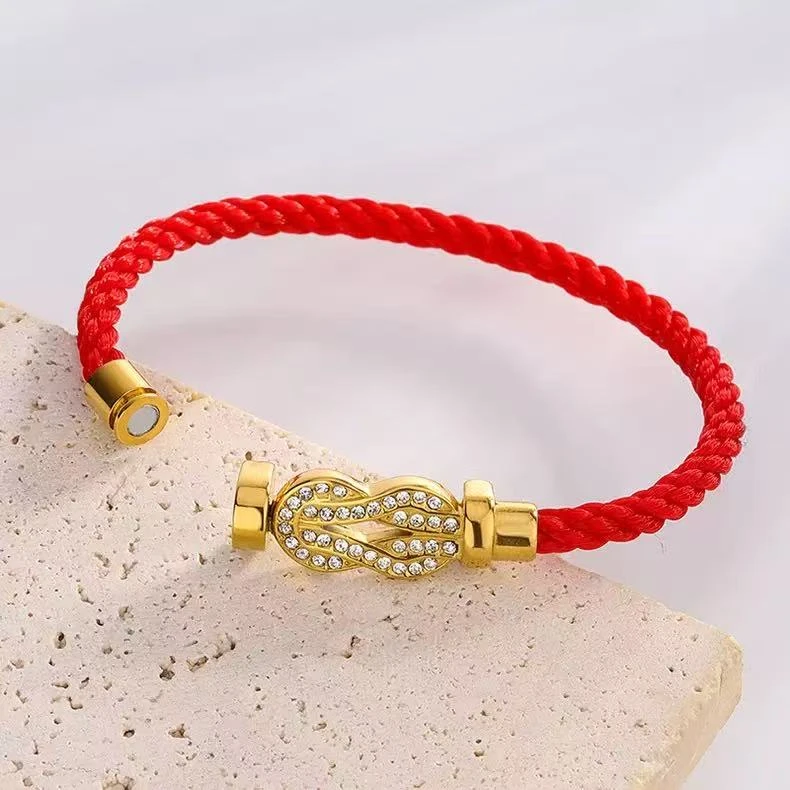 钛钢布艺手链 马蹄扣编织磁吸扣头【90-150斤可戴】