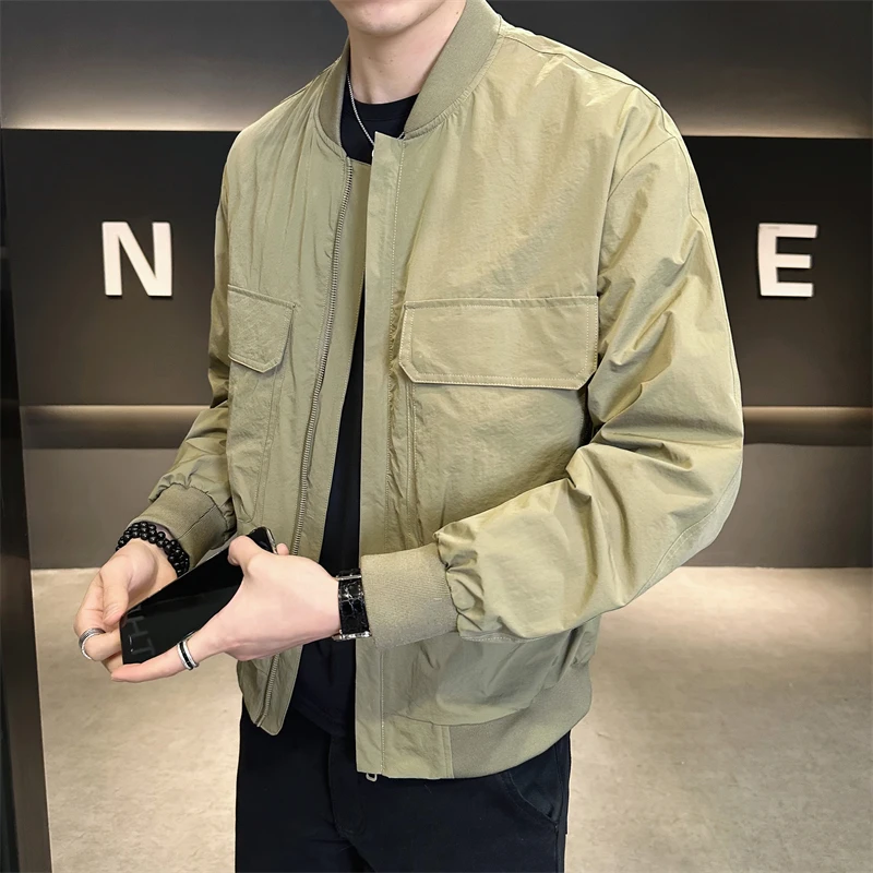 CATIA SELI纯色简约棒球领工装夹克男士秋季新款百搭时尚潮流上衣