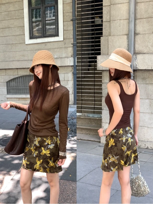 清清（NO退NO换） 夏日方圆领修身百搭背心➕防晒长袖T恤