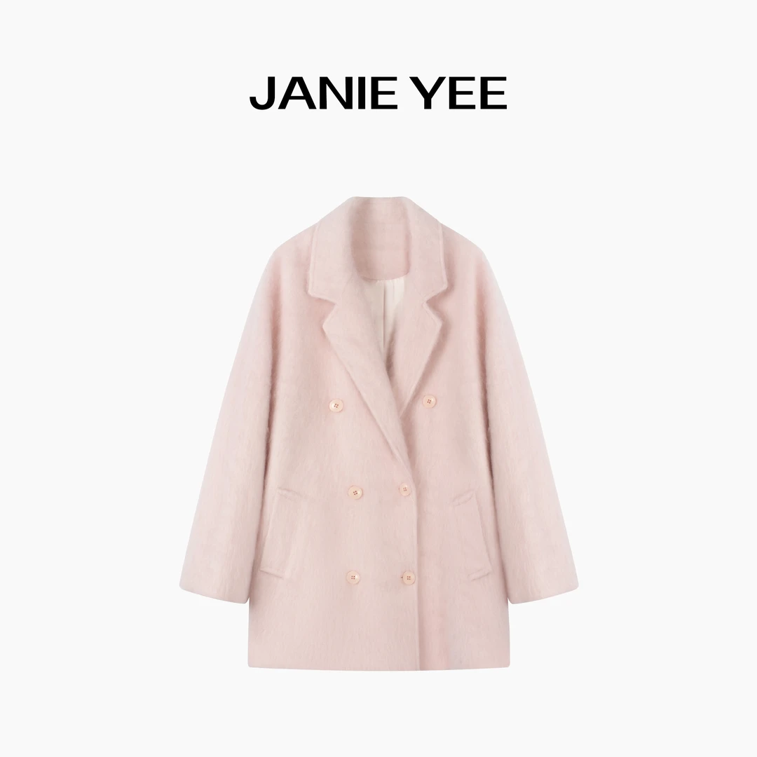 Janie Yee”云朵大衣“羊绒羊毛拉绒中长款毛呢大衣外套女 25A3170