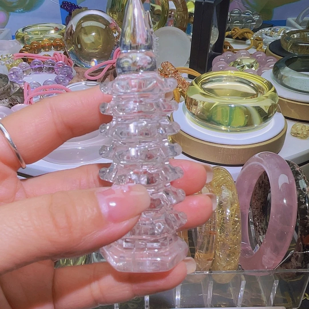 未镶嵌珠宝半成品水晶天然白水晶近全净体文昌塔