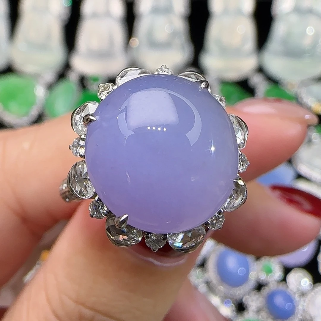 翡翠18K金镶嵌戒指天然翡翠